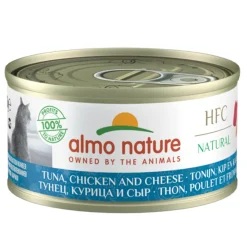 Almo Nature HFC -kissan märkäruoka, tonnikala, kana, juusto 70 g