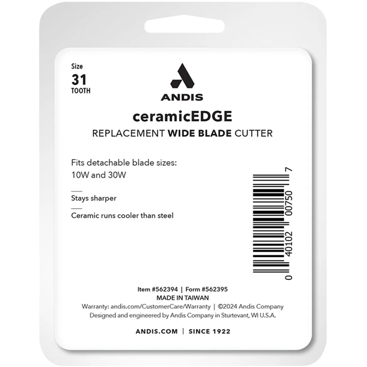 Andis Ceramic Fine-Tooth -vaihtoleikkuuterä 10 ja 30 Wide