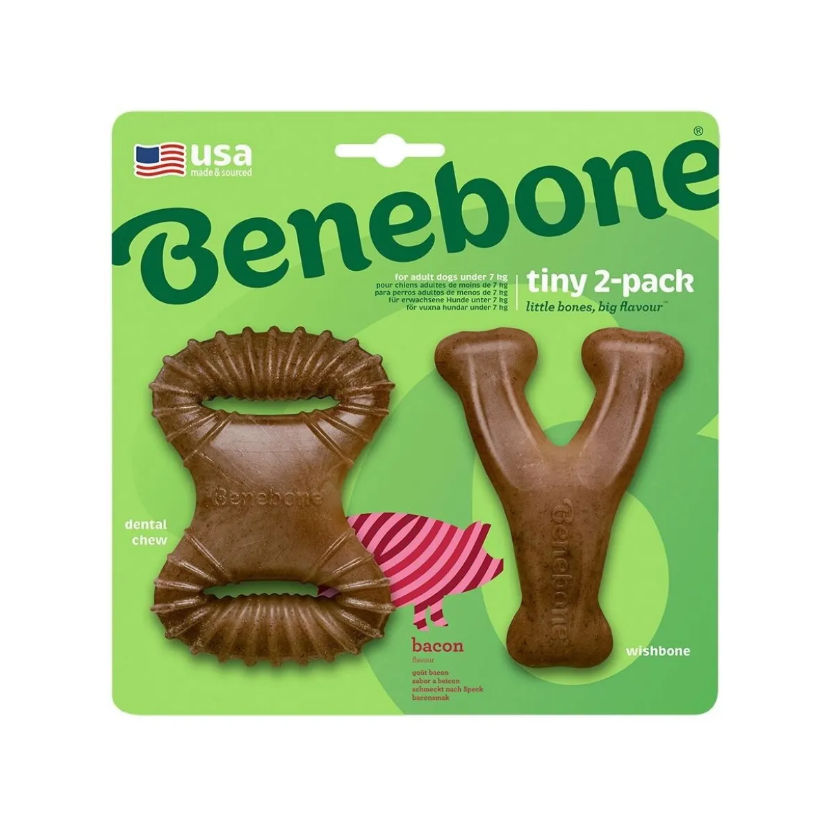 Benebone 2 kpl - Dental Chew/Wishbone Bacon Tiny