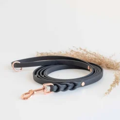 BioThane-hihna Tyylivoitto Braid, musta/ruusukulta