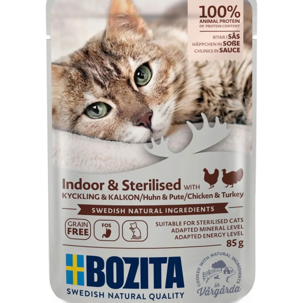 Bozita Indoor & Sterilised kana&kalkkuna kastikkeessa 85 g