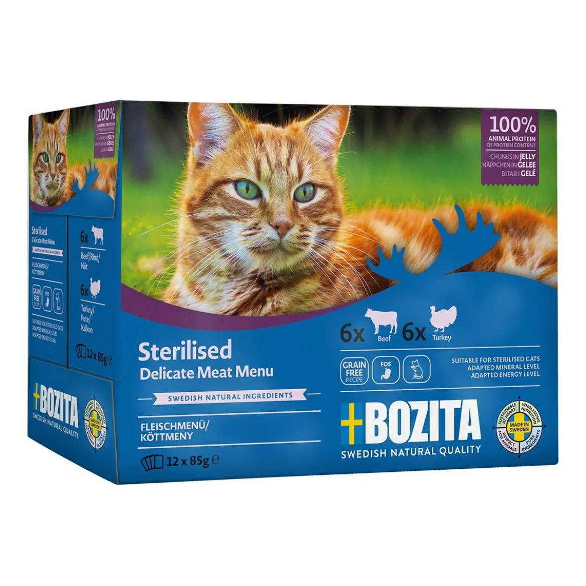 Bozita Indoor & Sterilised lihalajitelma hyytelössä 12x85 g