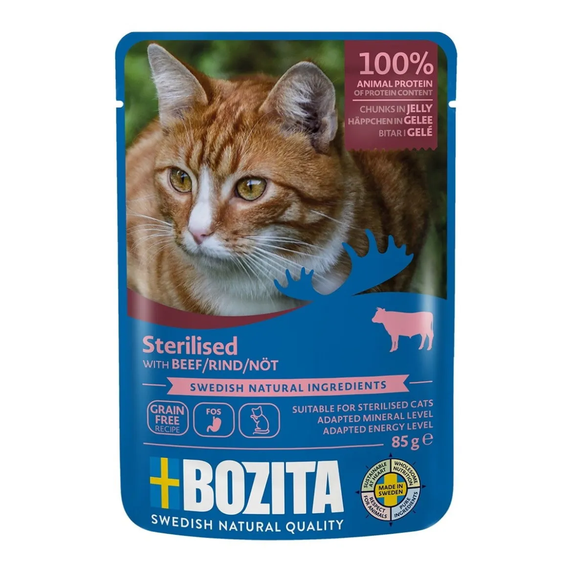 Bozita Indoor & Sterilised nauta hyytelössä 85 g