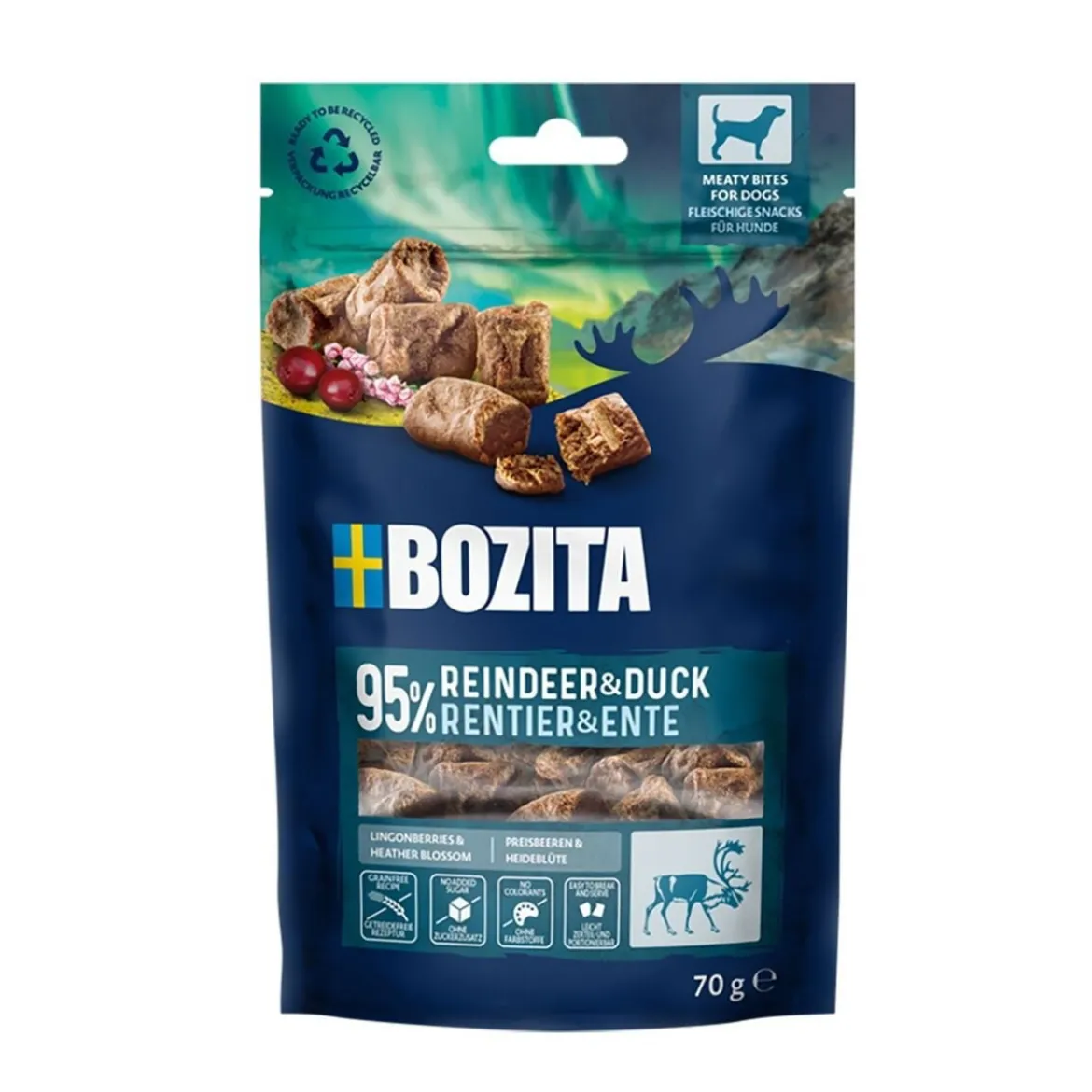 Bozita Meaty Bites Poro & Ankka 70 g herkku koiralle