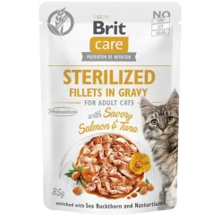 Brit Care Cat Sterilized lohi & tonnikala kastikkeessa 85 g