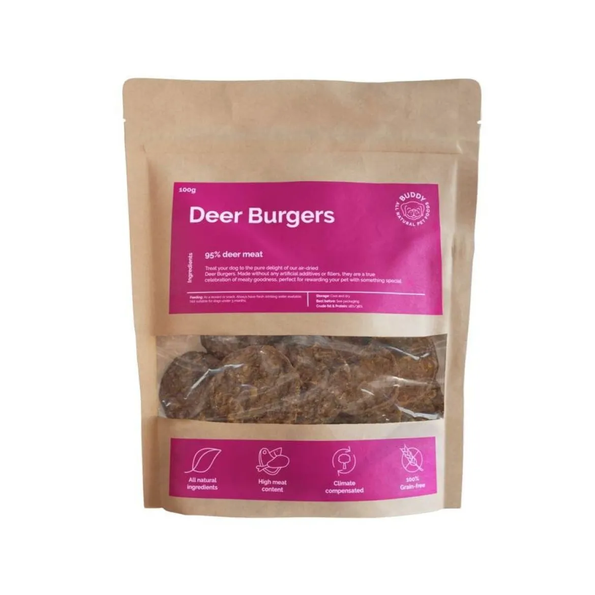 Buddy Peuraburgerherkku koiralle 100g