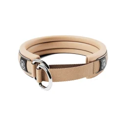 BullyBillows koiran puolikiristävä panta pehmustettu 3 cm, beige