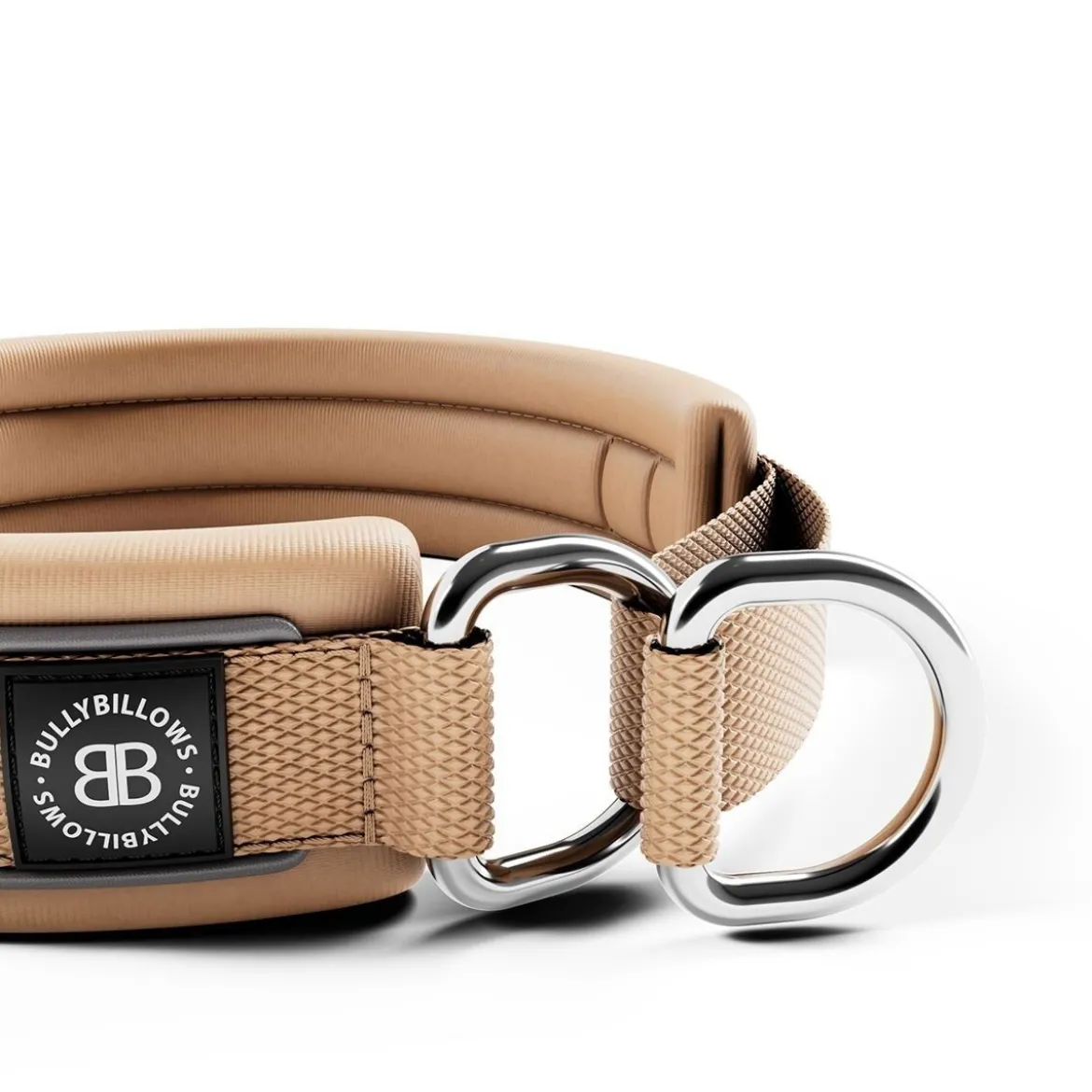 BullyBillows koiran puolikiristävä panta pehmustettu 3 cm, beige