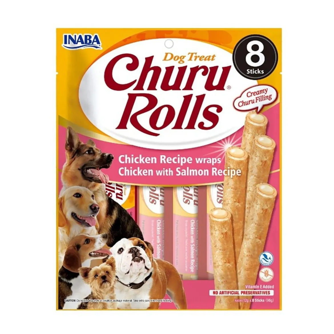 Churu Rolls -koiranherkut, kana-lohi 8 kpl
