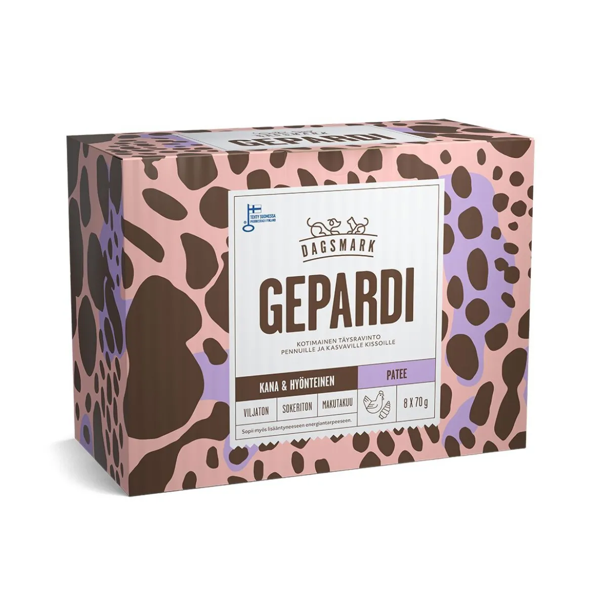 Dagsmark Gepardi pennulle, kana-hyönteispatee 8x70g