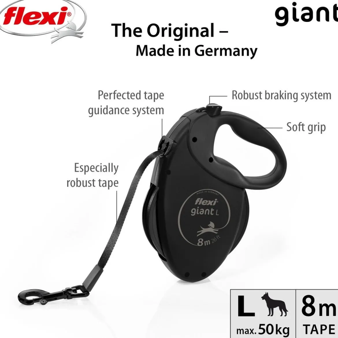 Flexi Giant L Black Edition 8m