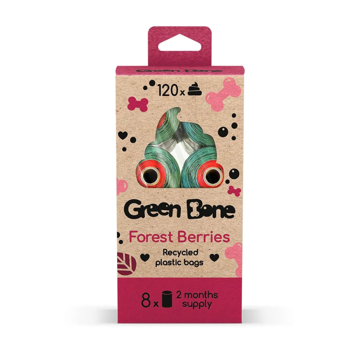Green Bone poop bag Forest berries