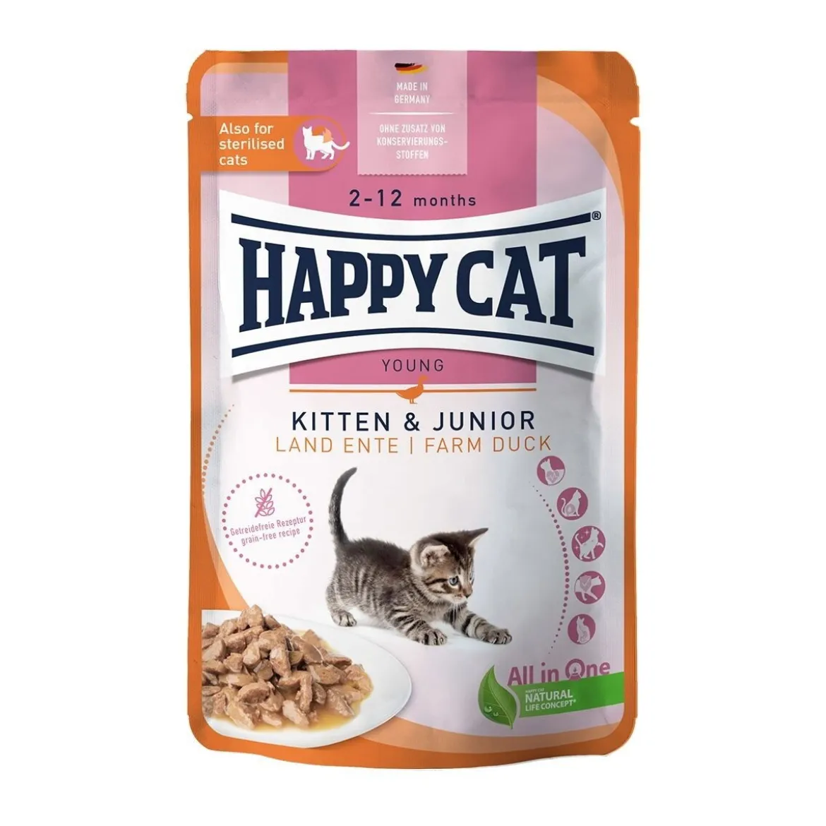 Happy Cat Kitten & Jr Farm Duck 85g