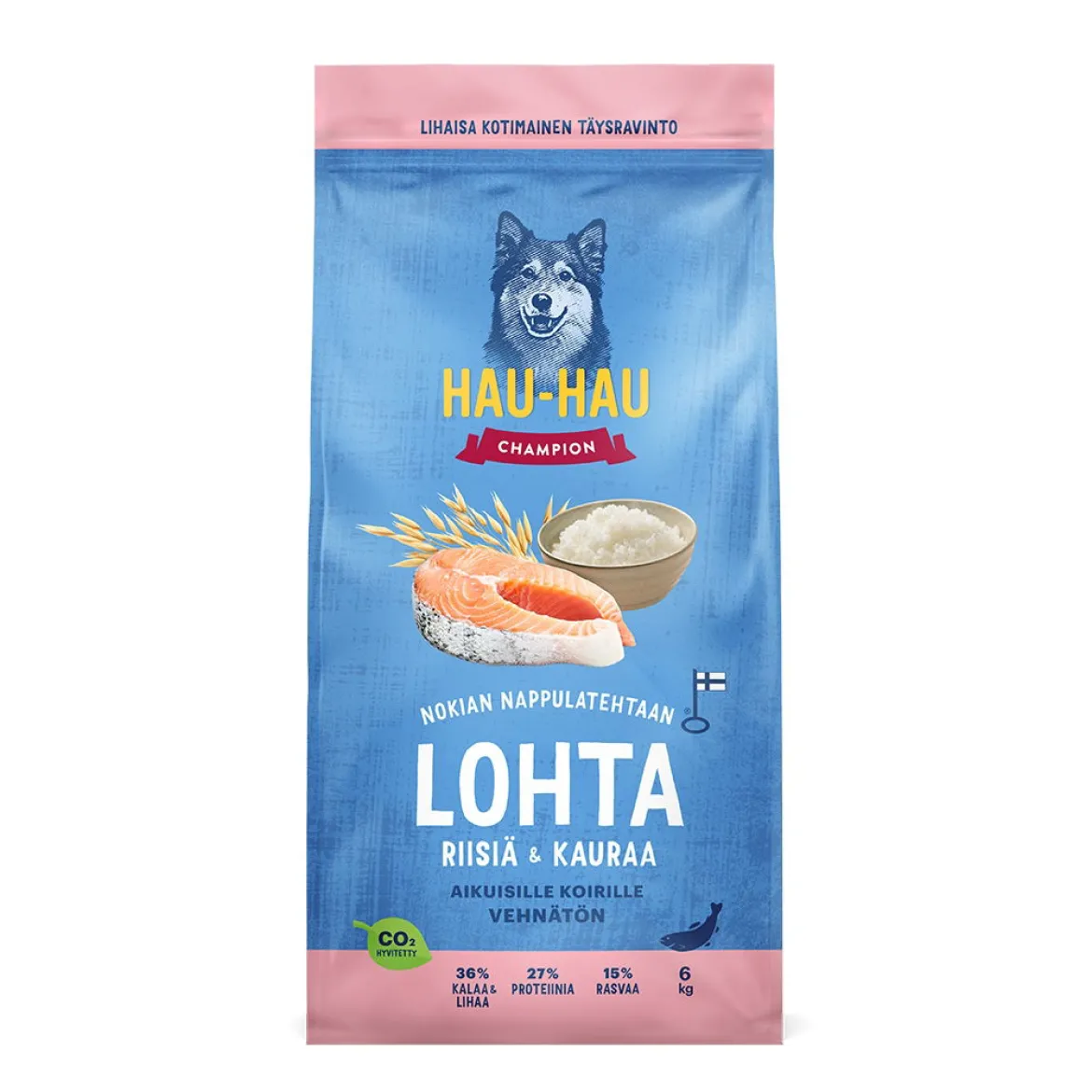 Hau-Hau Champion Lohi, riisi ja kaura 6 kg