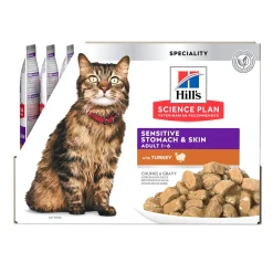 Hill's Science Plan Cat Adult Sensitive Stomach & Skin Turkey 12x85g