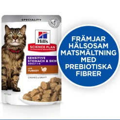 Hill's Science Plan Cat Adult Sensitive Stomach & Skin Turkey 12x85g