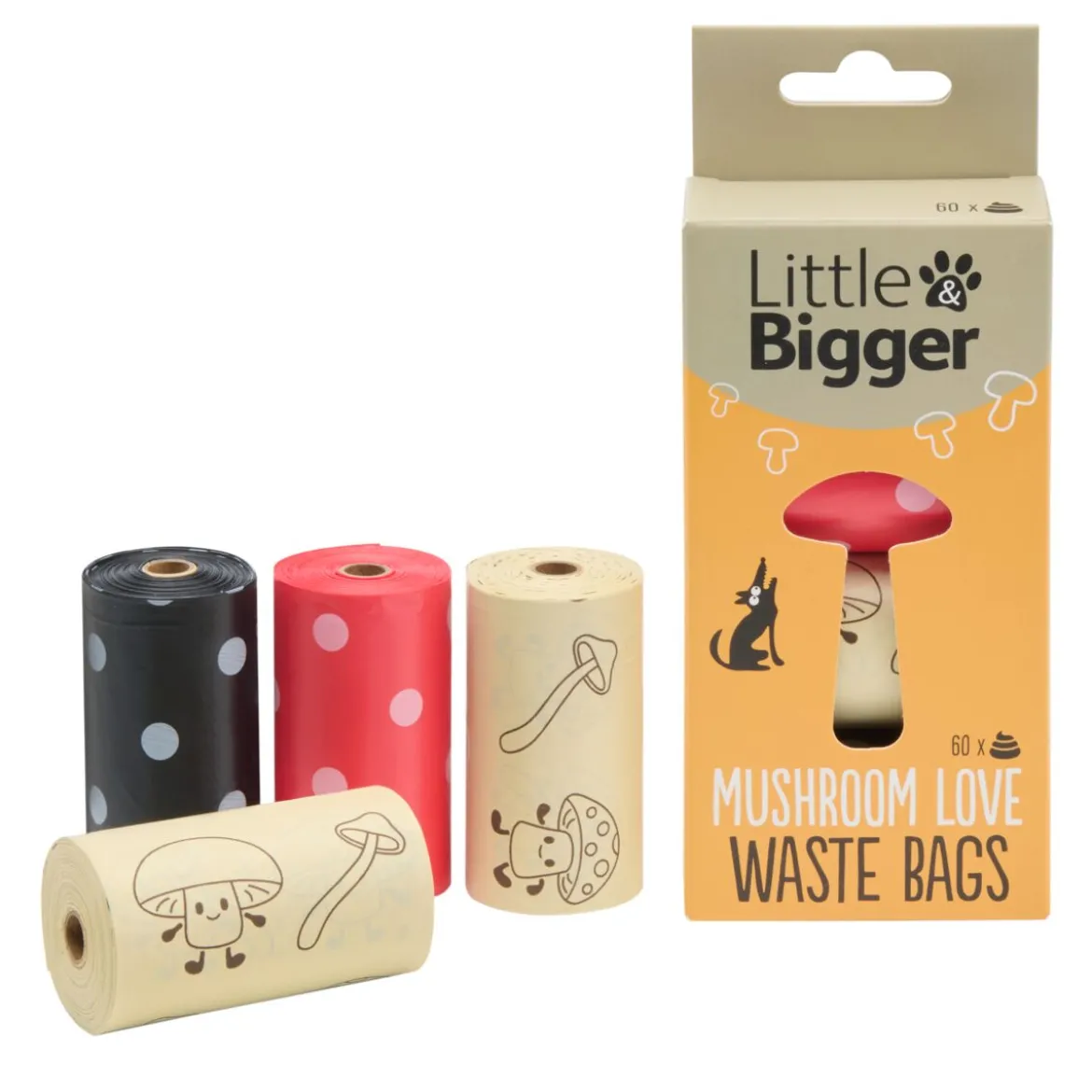 Little&Bigger Mushroom Love -koiran kakkapussit 60 kpl