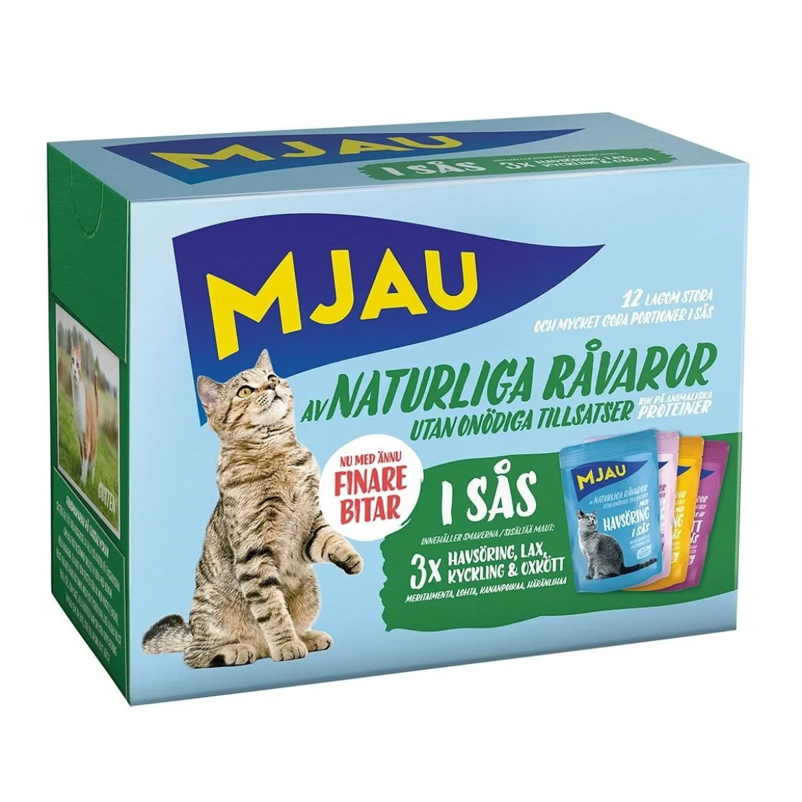 Mjau Multipack lihaa ja kalaa kastikkeessa 12 x 85 g