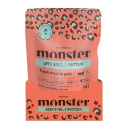 Monster Cat Pouch Adult Beef 16 x 85 g