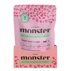 Monster Cat Pouch Kitten Chicken & Turkey 16 x 85 g