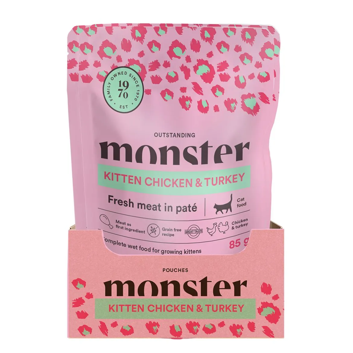 Monster Cat Pouch Kitten Chicken & Turkey 16 x 85 g