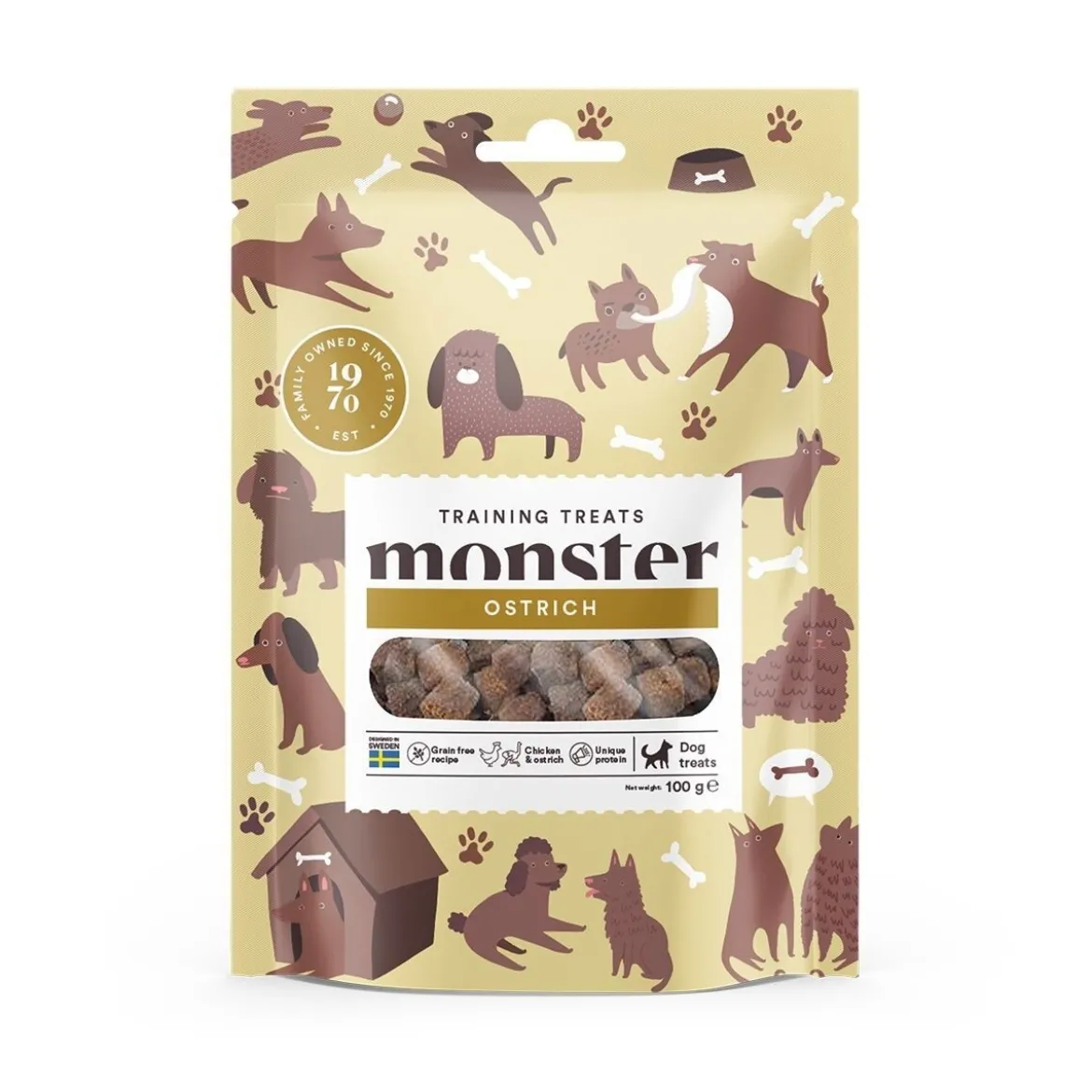 Monster Dog Training Treats kana & strutsi 100g