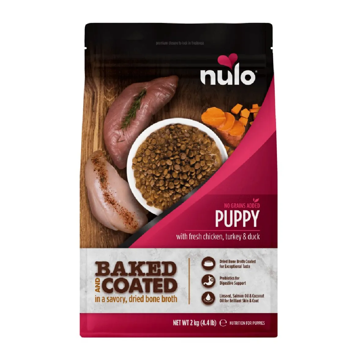 Nulo Baked & Coated Dog Puppy Fresh Chicken, Turkey & Duck