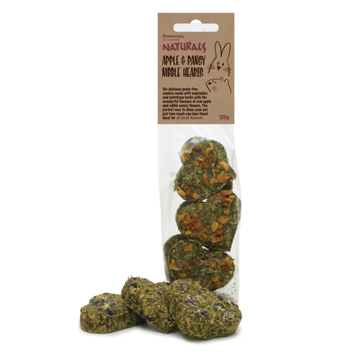 Omena- ja orvokkisydämet Rosewood, 120 g