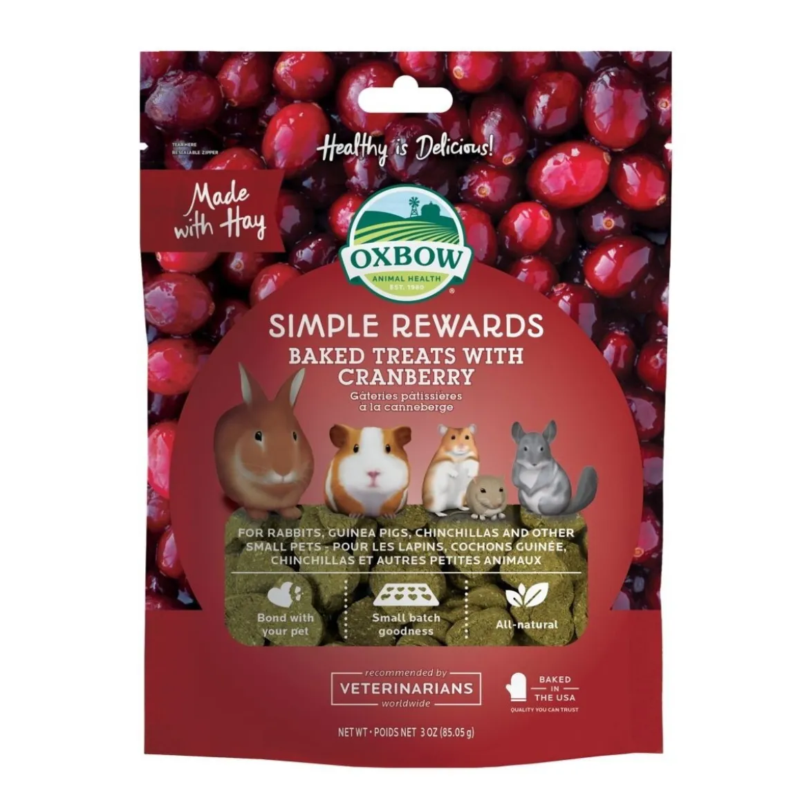 Oxbow Simple Rewards baked treats 85g, karpalolla