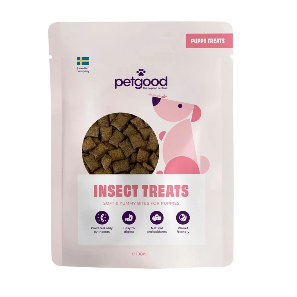 Petgood hyönteispohjainen koiranherkku pennuille 100 g