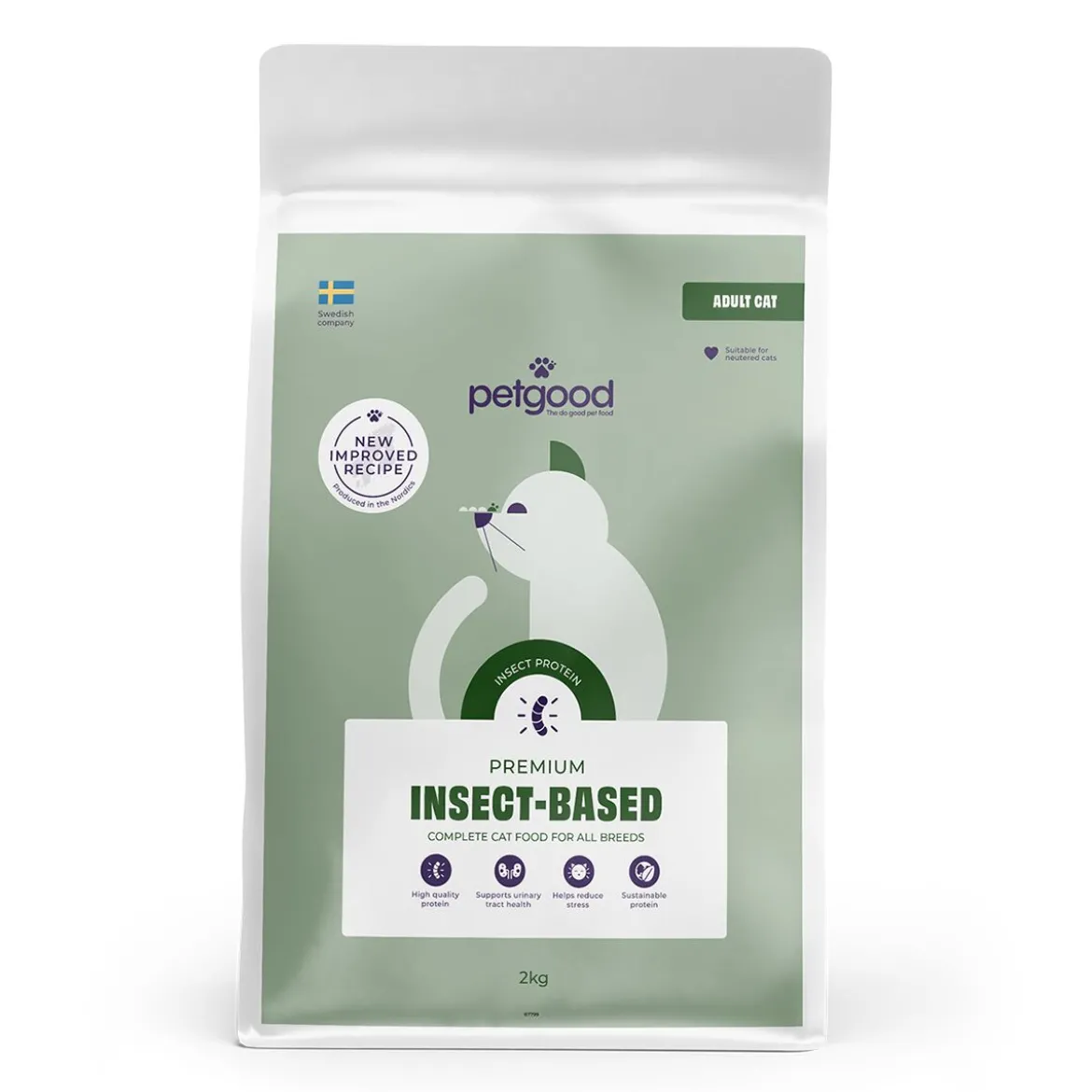 Petgood hyönteispohjainen premiumruoka aikuiselle kissalle