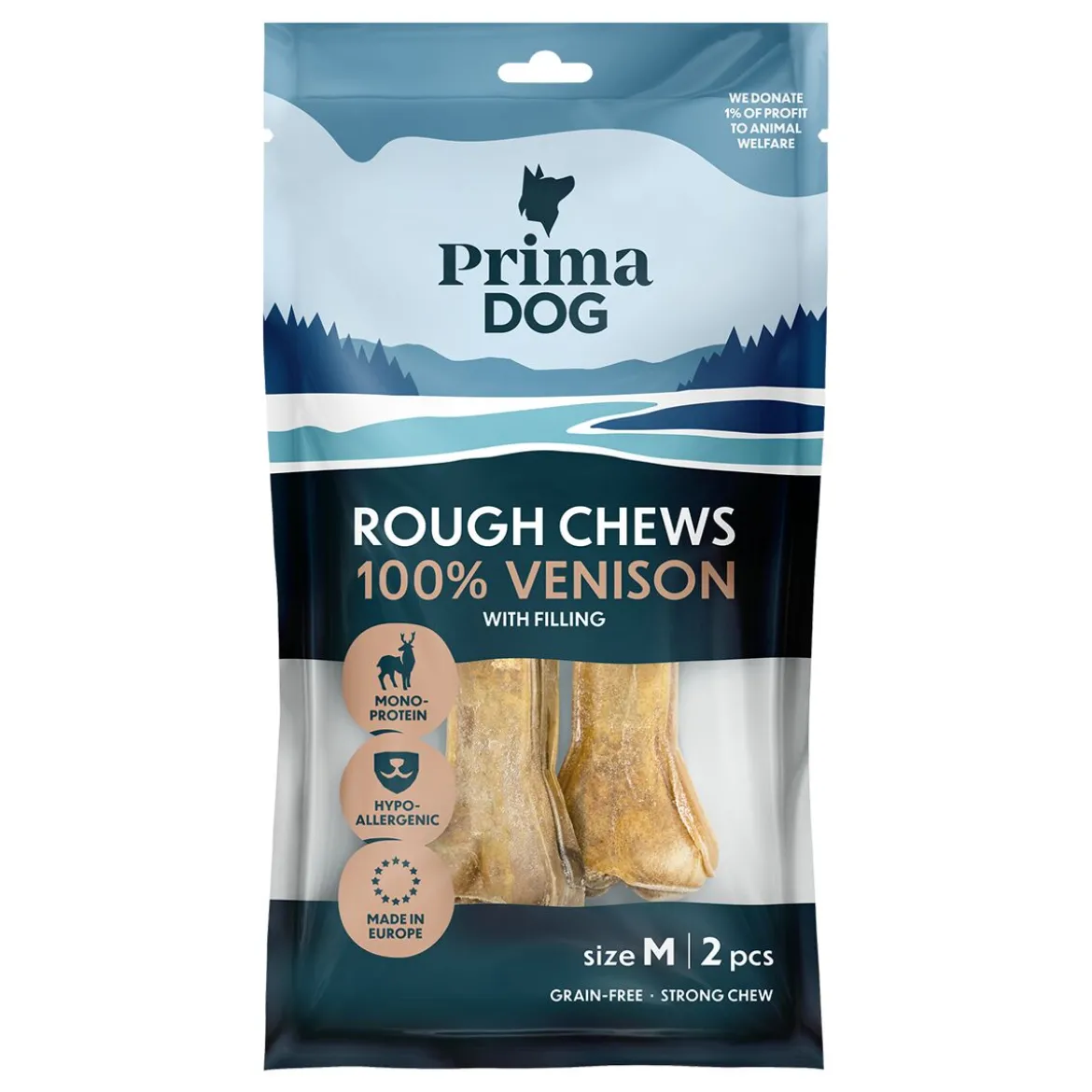 PrimaDog Rough Chews peura M, 76 g, 2 kpl