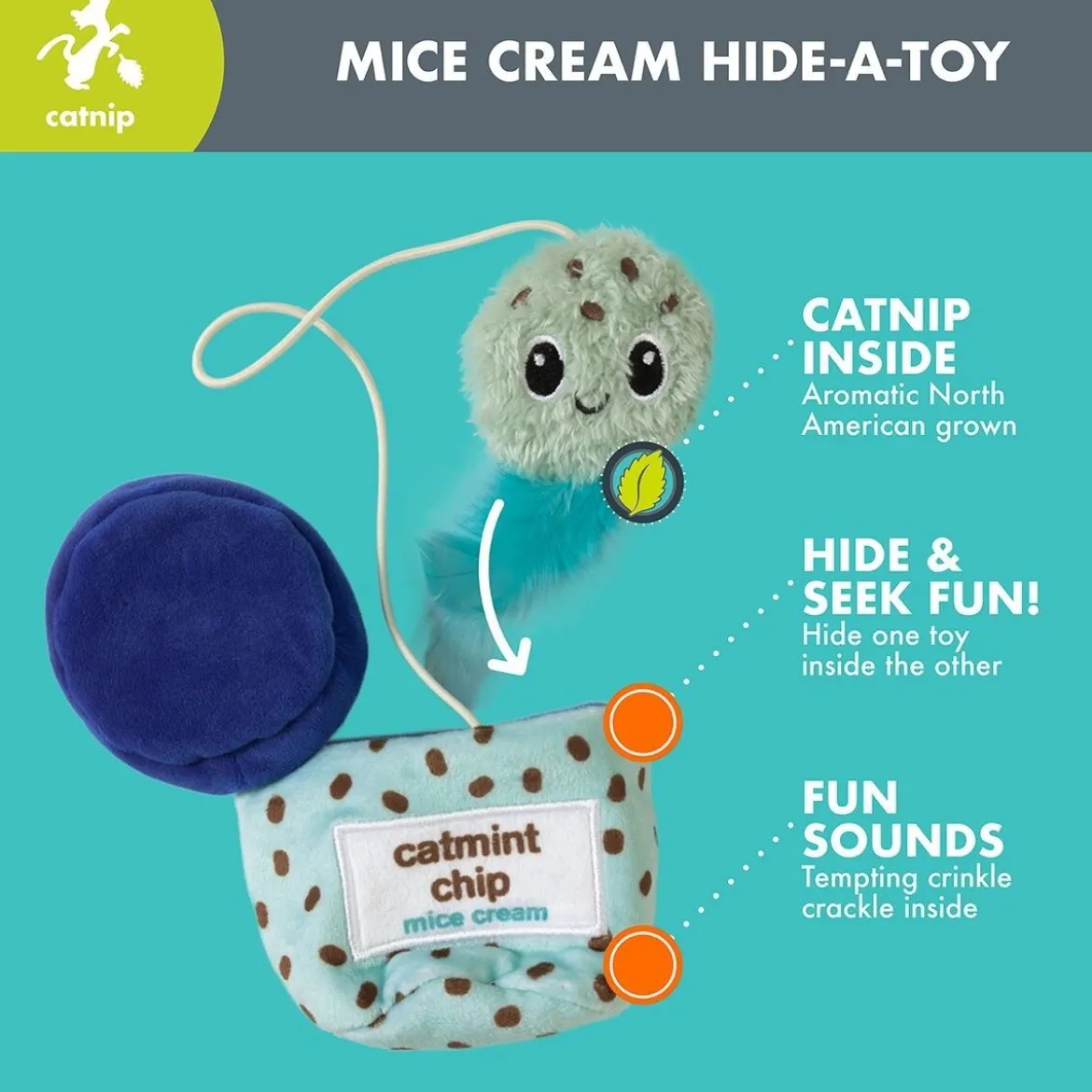 Quirky Kitty Mice cream hide-a-toy