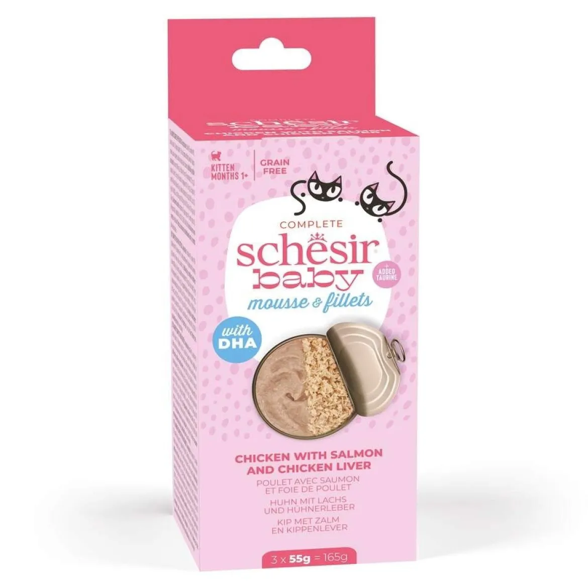 Schesir Baby Mousse & Shreds kana & lohi 3 x 55 g