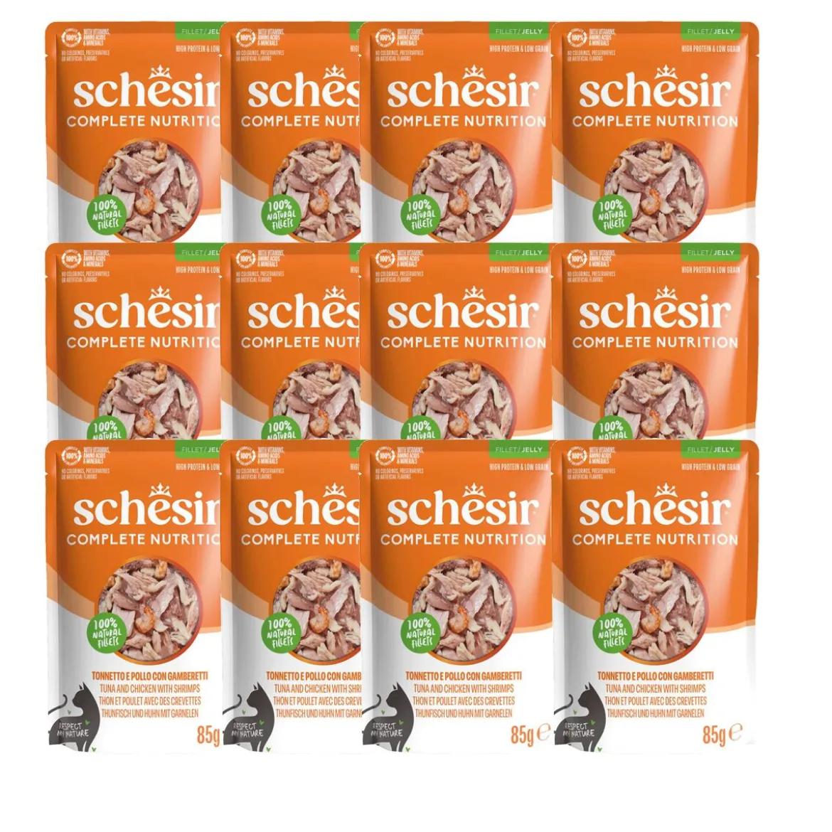 Schesir C&B Tuna chicken shrimps in Jelly Pouch 85 g