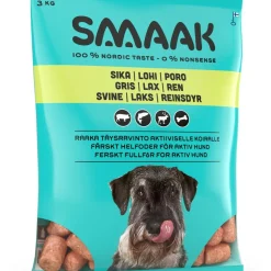 SMAAK raaka täysravinto aktiiviselle koiralle, possu, lohi, poro 3 kg