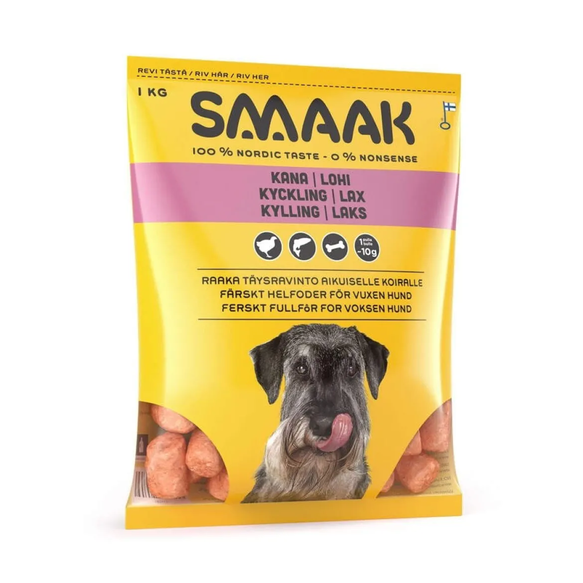 SMAAK Raaka täysravinto Kana & Lohi 1 kg
