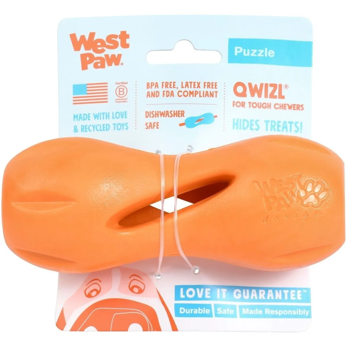 West Paw Qwizl aktivointilelu oranssi