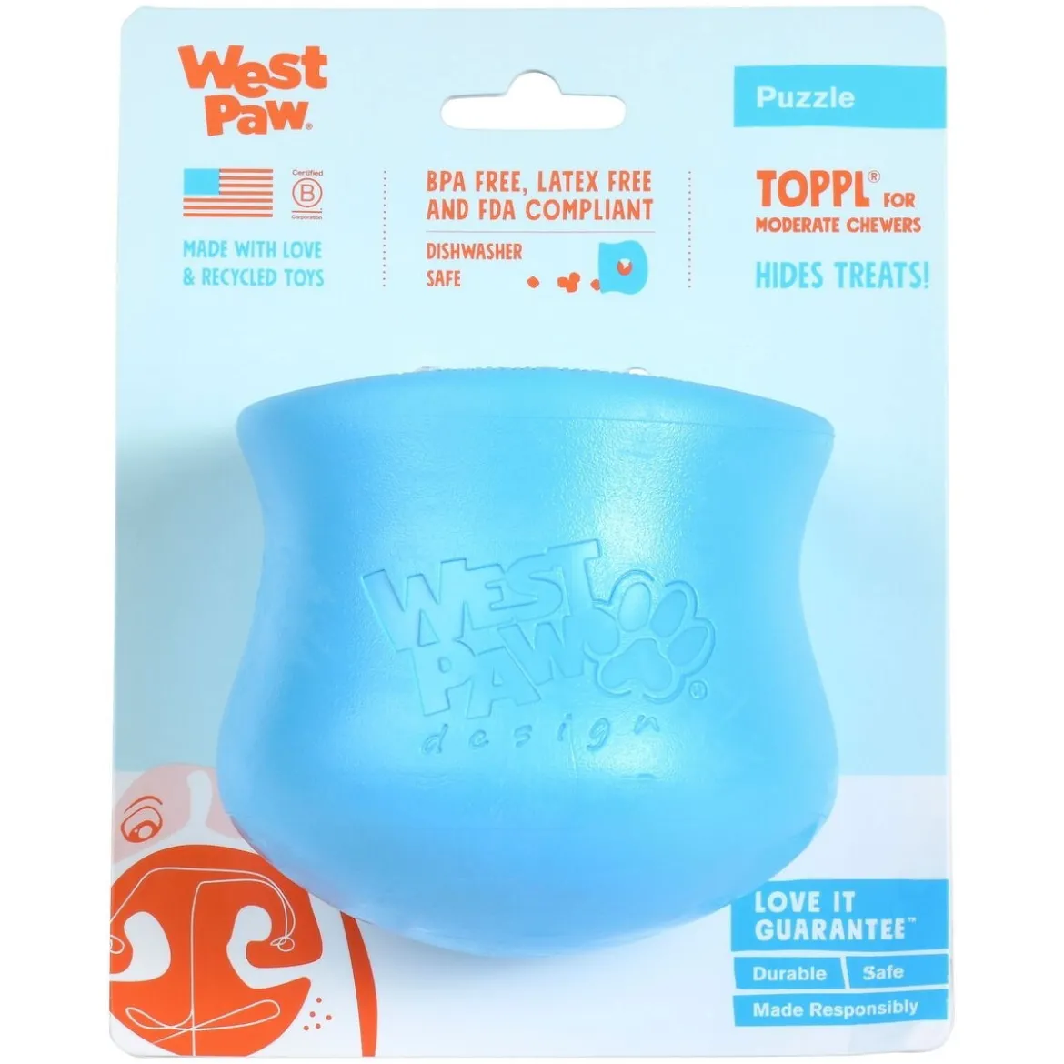 West Paw Toppl aktivointilelu koiralle, turkoosi