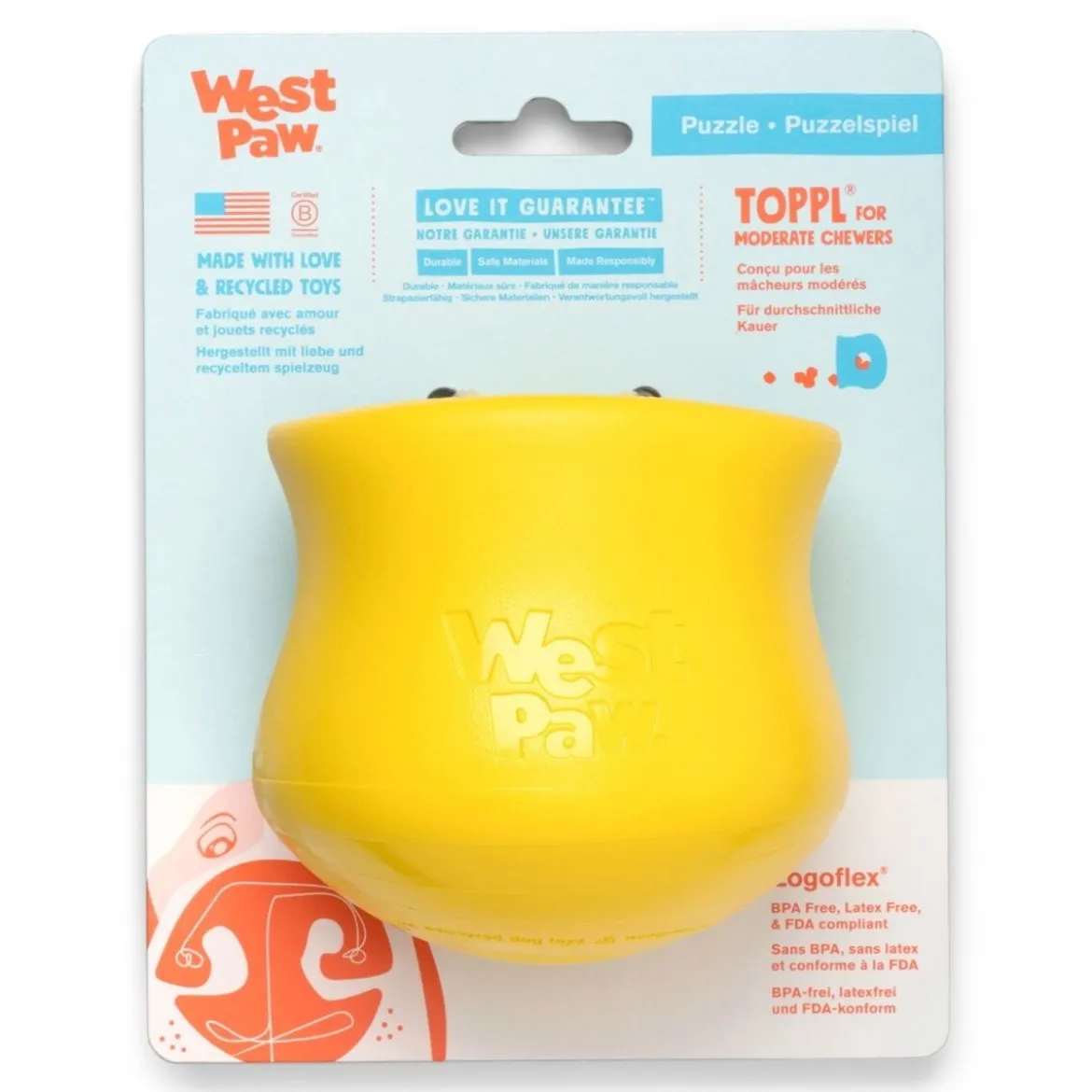 West Paw Toppl Limited Edition aktivointilelu, keltainen